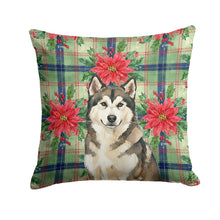 Load image into Gallery viewer, Sable and White Alaskan Malamute Christmas Poinsettas Throw Pillow