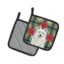 Load image into Gallery viewer, American Eskimo Christmas PoinsettIas Pair of Pot Holders