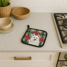 Load image into Gallery viewer, American Eskimo Christmas PoinsettIas Pair of Pot Holders