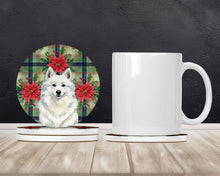 Load image into Gallery viewer, American Eskimo Christmas PoinsettIas Large Sandstone Coasters Pack of 4