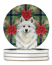 Load image into Gallery viewer, American Eskimo Christmas PoinsettIas Large Sandstone Coasters Pack of 4