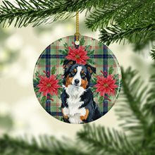 Load image into Gallery viewer, Black Tri American Shepherd Christmas PoinsettIas Ceramic Ornament