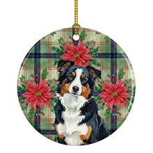 Load image into Gallery viewer, Black Tri American Shepherd Christmas PoinsettIas Ceramic Ornament