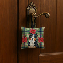 Load image into Gallery viewer, Black Tri American Shepherd Christmas PoinsettIas Hanging Square Fabric Ornament 3.5 x 3.5