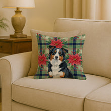 Load image into Gallery viewer, Black Tri American Shepherd Christmas PoinsettIas Throw Pillow