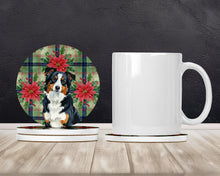 Load image into Gallery viewer, Black Tri American Shepherd Christmas PoinsettIas Large Sandstone Coasters Pack of 4