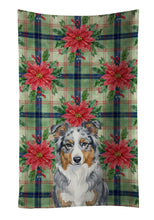 Load image into Gallery viewer, Blue Merle American Shepherd Christmas PoinsettIas Kitchen Towel