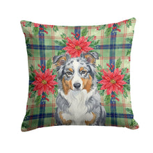 Load image into Gallery viewer, Blue Merle American Shepherd Christmas PoinsettIas Throw Pillow