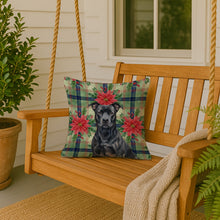 Load image into Gallery viewer, Black American Staffordshire Terrier Christmas PoinsettIas Throw Pillow