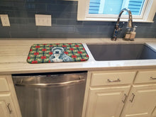 Load image into Gallery viewer, Blue American Staffordshire Terrier Christmas PoinsettIas Dish Drying Mat