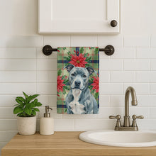 Load image into Gallery viewer, Blue American Staffordshire Terrier Christmas PoinsettIas Kitchen Towel