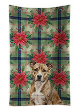 Load image into Gallery viewer, Brindle American Staffordshire Terrier Christmas PoinsettIas Kitchen Towel