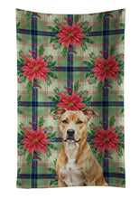 Load image into Gallery viewer, Fawn American Staffordshire Terrier Christmas PoinsettIas Kitchen Towel