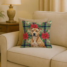 Load image into Gallery viewer, Fawn American Staffordshire Terrier Christmas PoinsettIas Throw Pillow