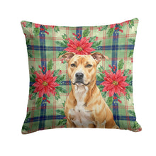 Load image into Gallery viewer, Fawn American Staffordshire Terrier Christmas PoinsettIas Throw Pillow