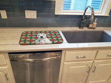 Load image into Gallery viewer, White American Staffordshire Terrier Christmas PoinsettIas Dish Drying Mat