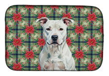 Load image into Gallery viewer, White American Staffordshire Terrier Christmas PoinsettIas Dish Drying Mat