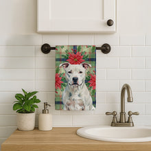 Load image into Gallery viewer, White American Staffordshire Terrier Christmas PoinsettIas Kitchen Towel