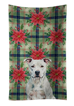 Load image into Gallery viewer, White American Staffordshire Terrier Christmas PoinsettIas Kitchen Towel