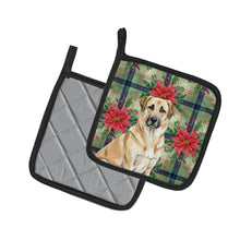 Load image into Gallery viewer, Anatolian Shepherd Dog Christmas PoinsettIas Pair of Pot Holders