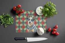 Load image into Gallery viewer, Blue Heeler Australian Cattle Dog Christmas PoinsettIas Glass Cutting Board