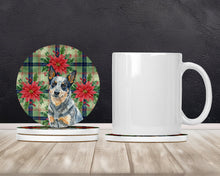 Load image into Gallery viewer, Blue Heeler Australian Cattle Dog Christmas PoinsettIas Large Sandstone Coasters Pack of 4