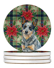 Load image into Gallery viewer, Blue Heeler Australian Cattle Dog Christmas PoinsettIas Large Sandstone Coasters Pack of 4