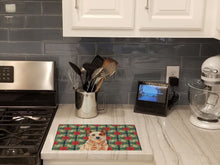 Load image into Gallery viewer, Red Heeler Australian Cattle Dog Christmas PoinsettIas Glass Cutting Board