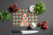 Load image into Gallery viewer, Red Heeler Australian Cattle Dog Christmas PoinsettIas Glass Cutting Board