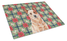 Load image into Gallery viewer, Red Heeler Australian Cattle Dog Christmas PoinsettIas Glass Cutting Board