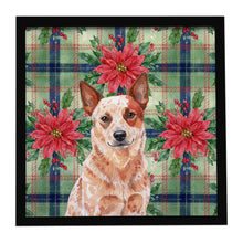 Load image into Gallery viewer, Red Heeler Australian Cattle Dog Christmas PoinsettIas Framed Metal Print
