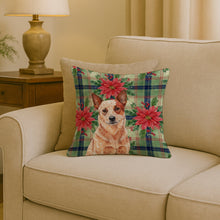 Load image into Gallery viewer, Red Heeler Australian Cattle Dog Christmas PoinsettIas Throw Pillow