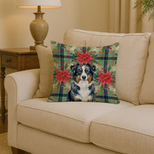 Load image into Gallery viewer, Black Australian Shepherd Christmas PoinsettIas Throw Pillow