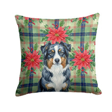 Load image into Gallery viewer, Black Australian Shepherd Christmas PoinsettIas Throw Pillow