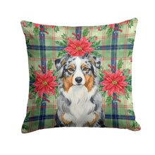 Load image into Gallery viewer, Blue Merle Australian Shepherd Christmas PoinsettIas Throw Pillow