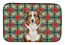 Load image into Gallery viewer, Red Merle Australian Shepherd Christmas PoinsettIas Dish Drying Mat