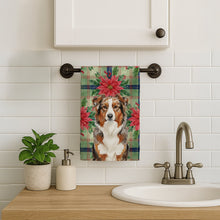 Load image into Gallery viewer, Red Merle Australian Shepherd Christmas PoinsettIas Kitchen Towel