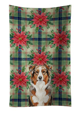 Load image into Gallery viewer, Red Merle Australian Shepherd Christmas PoinsettIas Kitchen Towel