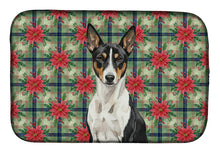 Load image into Gallery viewer, Black and White Basenji Christmas PoinsettIas Dish Drying Mat