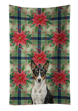 Load image into Gallery viewer, Black and White Basenji Christmas PoinsettIas Kitchen Towel