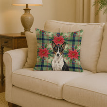 Load image into Gallery viewer, Black and White Basenji Christmas PoinsettIas Throw Pillow