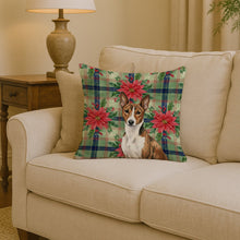 Load image into Gallery viewer, Brindle and White Basenji Christmas PoinsettIas Throw Pillow
