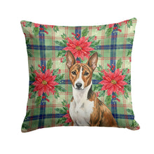 Load image into Gallery viewer, Brindle and White Basenji Christmas PoinsettIas Throw Pillow