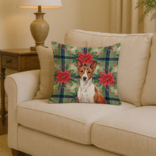 Load image into Gallery viewer, Red and White Basenji Christmas PoinsettIas Throw Pillow