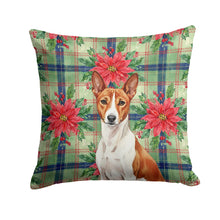 Load image into Gallery viewer, Red and White Basenji Christmas PoinsettIas Throw Pillow