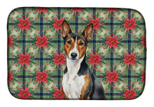 Load image into Gallery viewer, Tricolor and White Basenji Christmas PoinsettIas Dish Drying Mat