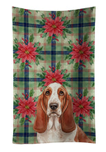 Load image into Gallery viewer, Red and White Basset Hound Christmas PoinsettIas Kitchen Towel
