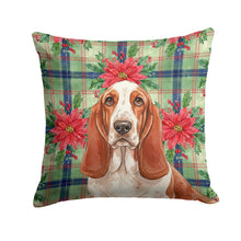 Load image into Gallery viewer, Red and White Basset Hound Christmas PoinsettIas Throw Pillow