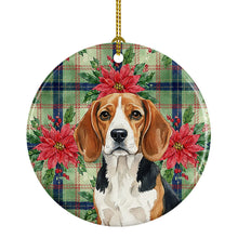 Load image into Gallery viewer, Beagle Christmas PoinsettIas Ceramic Ornament