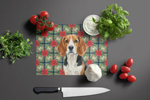Load image into Gallery viewer, Beagle Christmas PoinsettIas Glass Cutting Board
